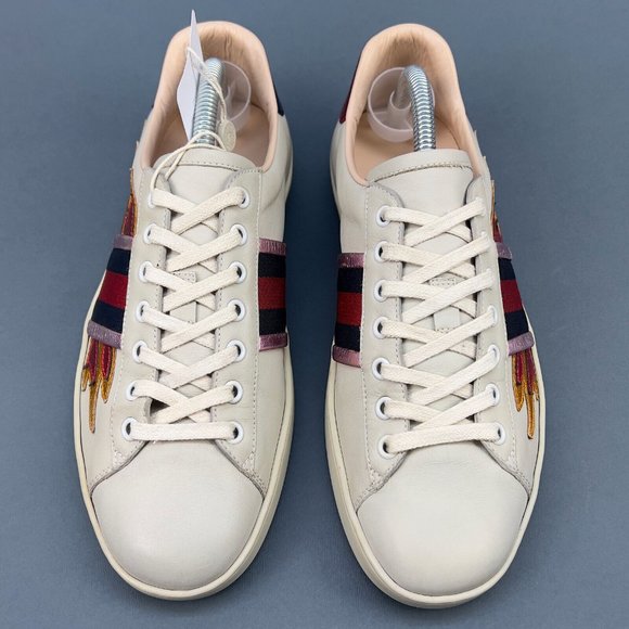 GUCCI Web Ace Fire sneaker beige leather phyton heel 7 G or 7.5 US 41 EUR 440724 - Picture 2 of 14